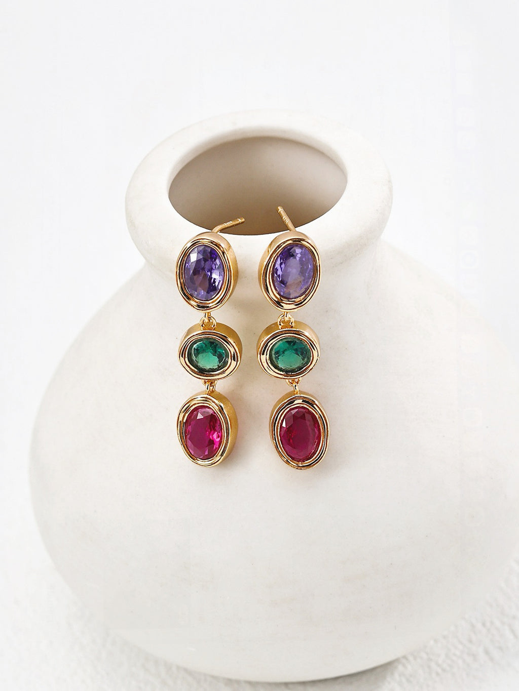 Gemstone bracelet and earrings