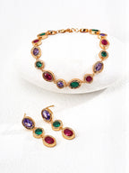 Gemstone bracelet and earrings