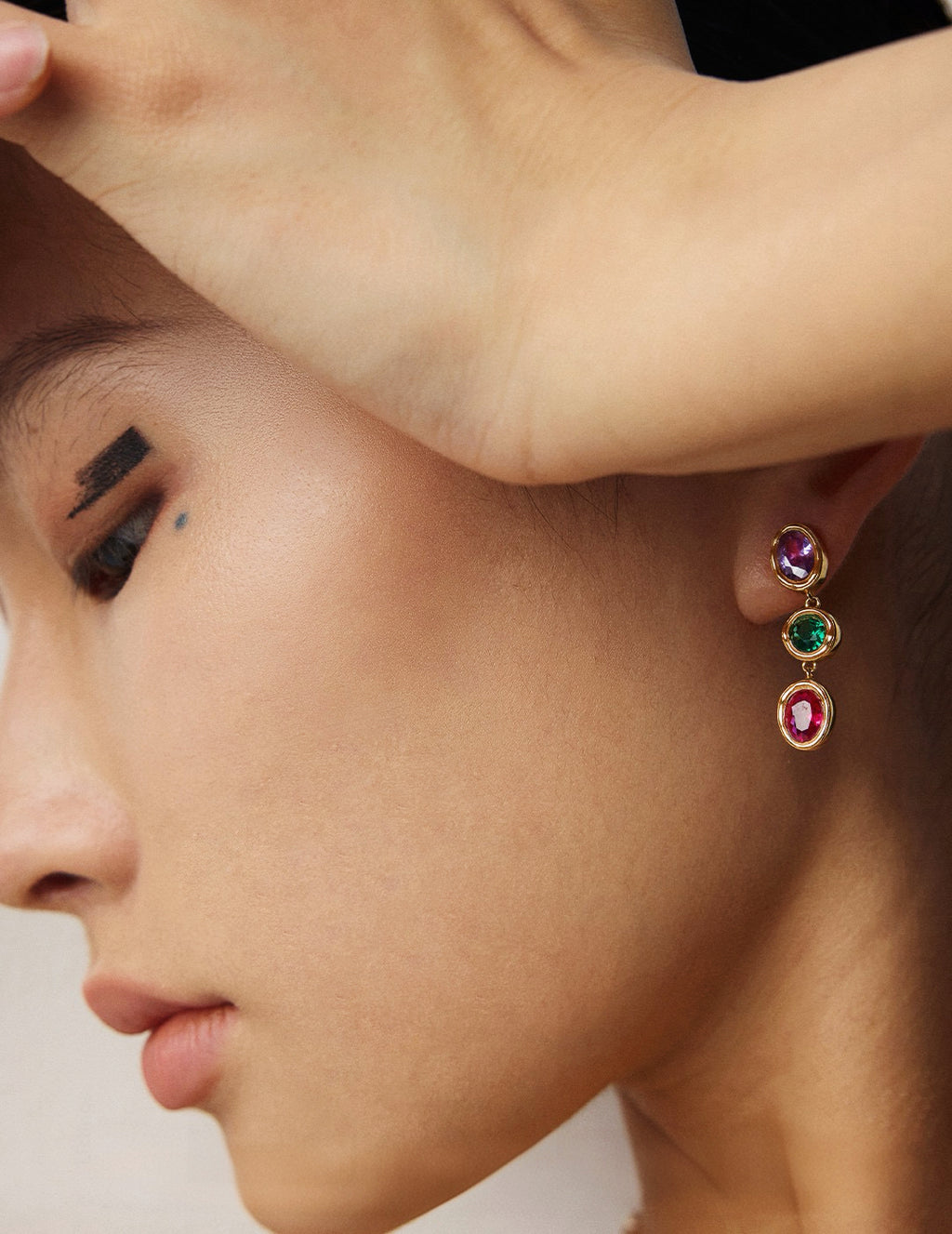 Gemstone bracelet and earrings