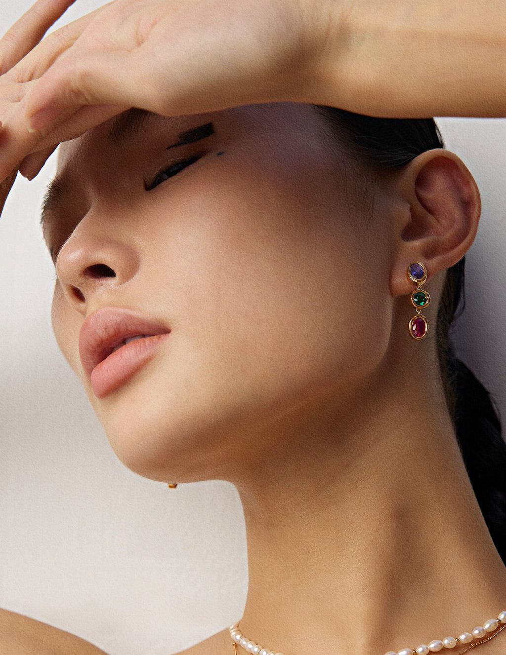 Gemstone bracelet and earrings