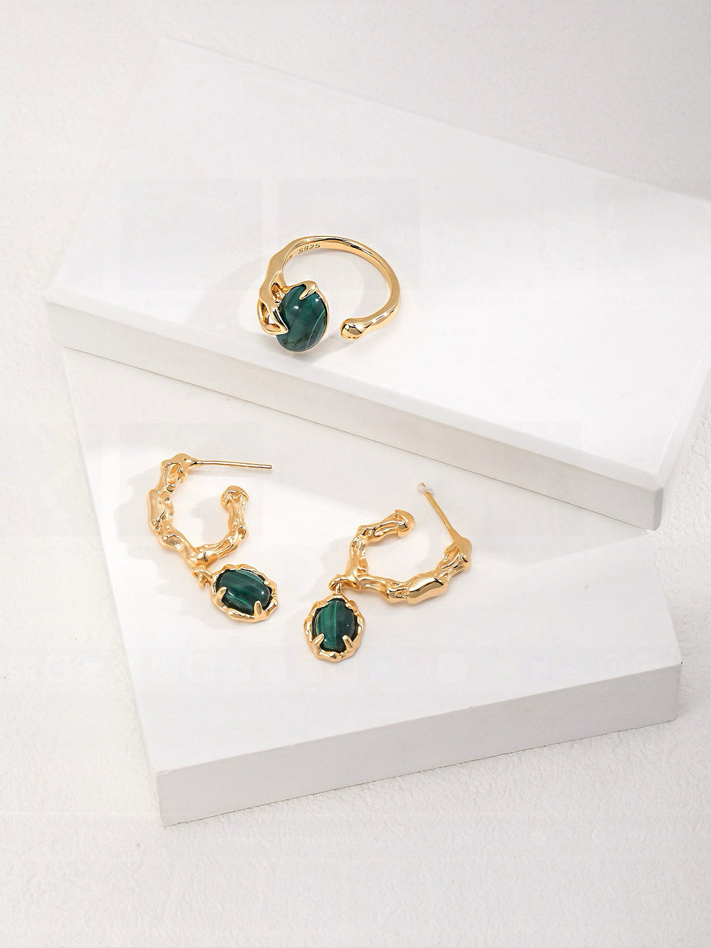 Malachite Silver Earrings