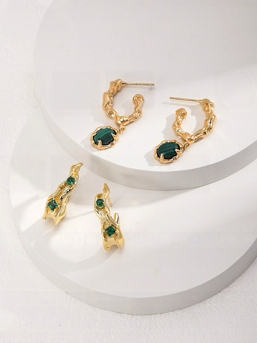 Malachite Silver Earrings