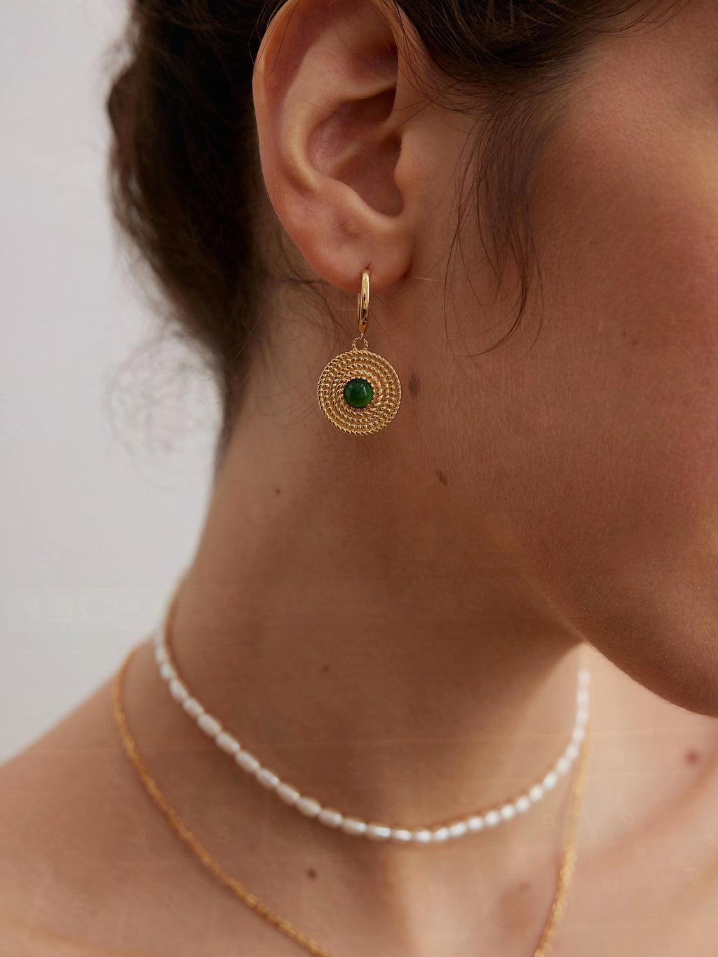 Green Jade 925 Sterling Silver Jewelry Set