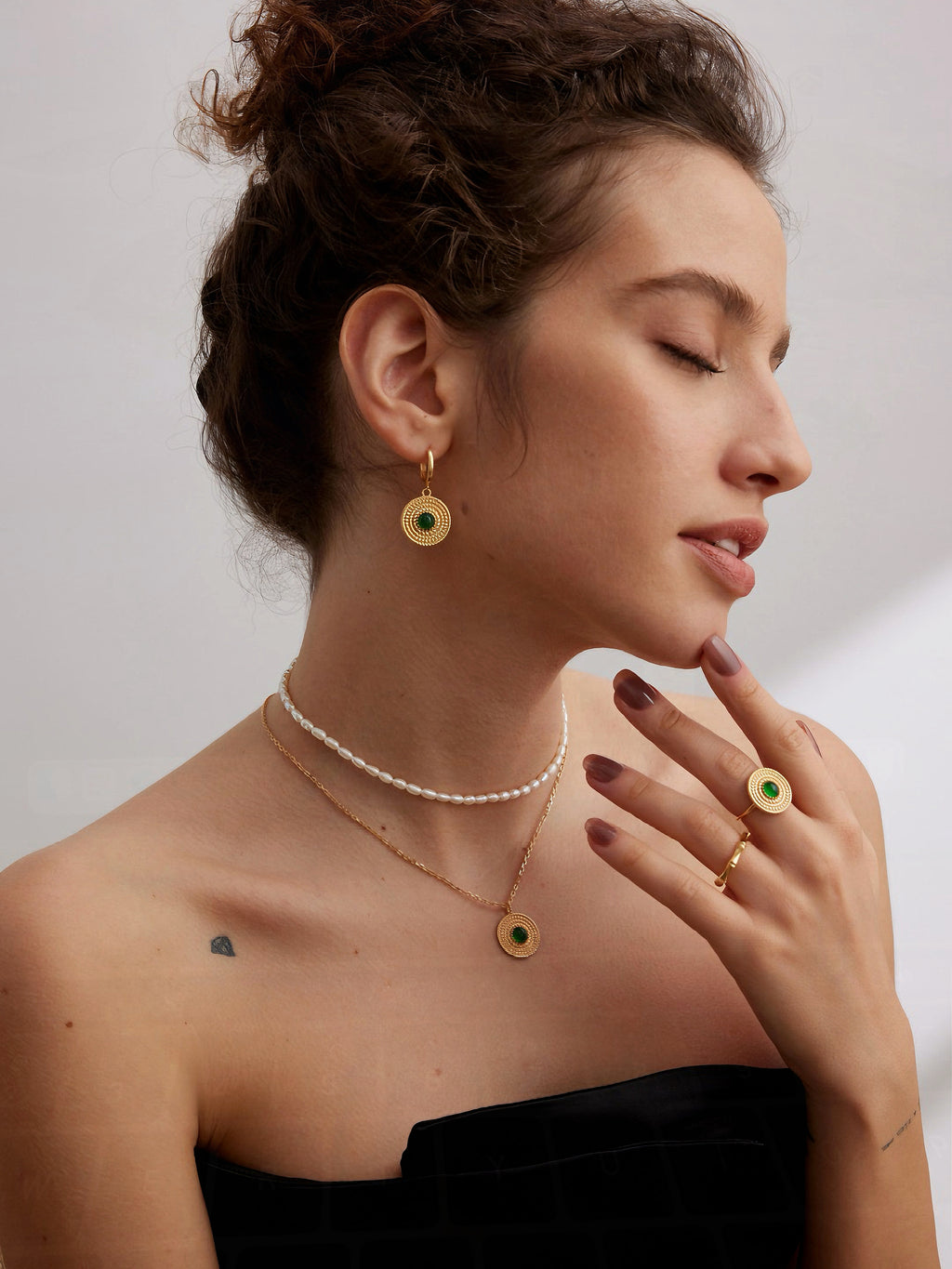 Green Jade 925 Sterling Silver Jewelry Set