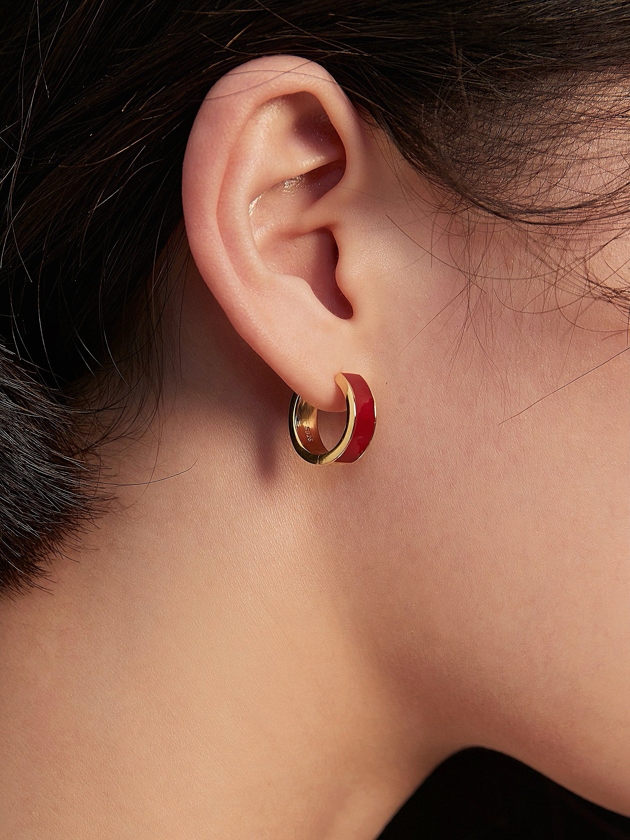 Red enamel earrings