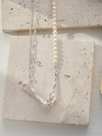 Pure silver pearl necklace