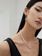 Pure silver pearl necklace