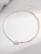 Pure silver pearl necklace