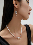 Pure silver pearl necklace
