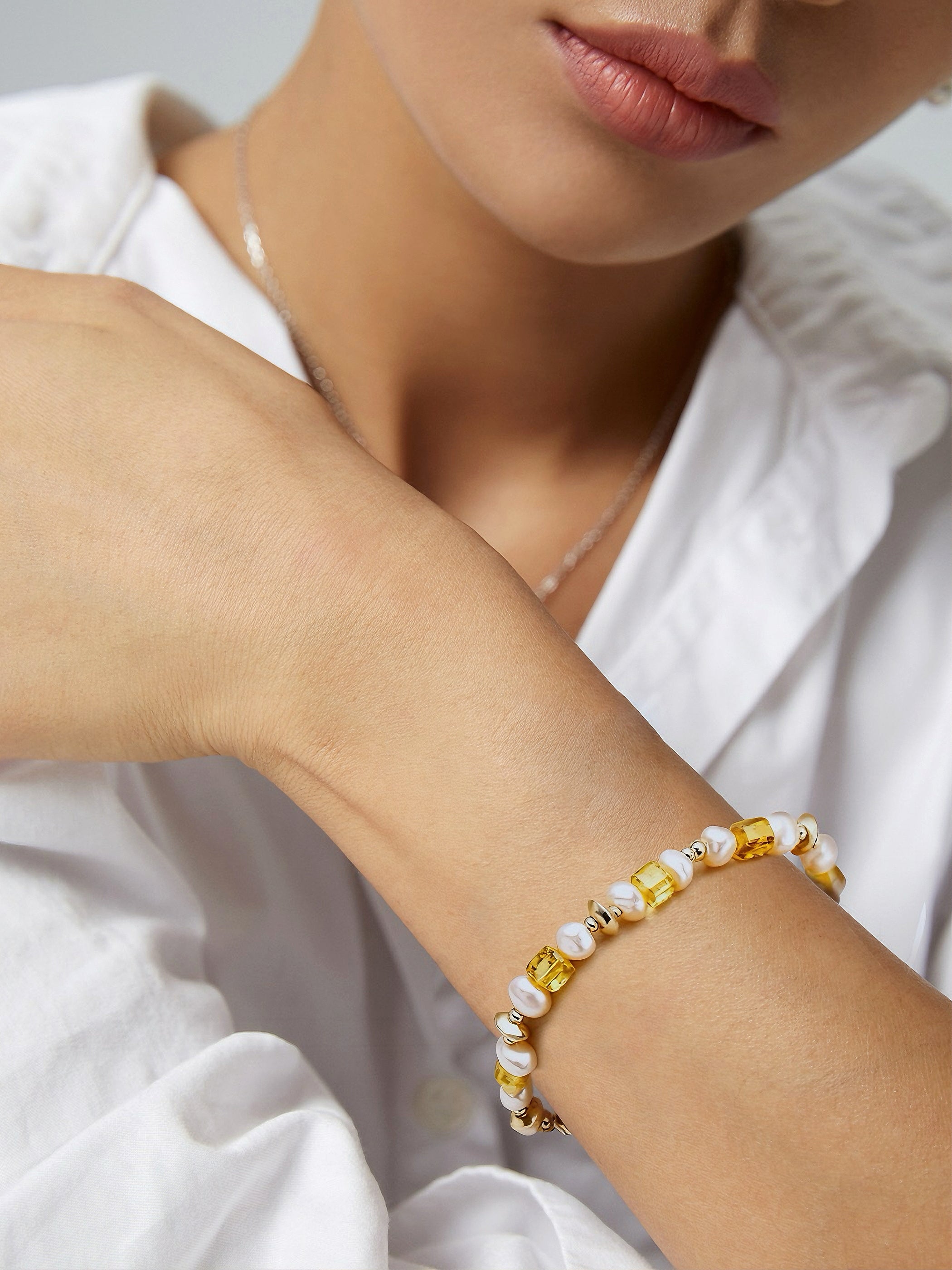 Amber and Pearl Necklace