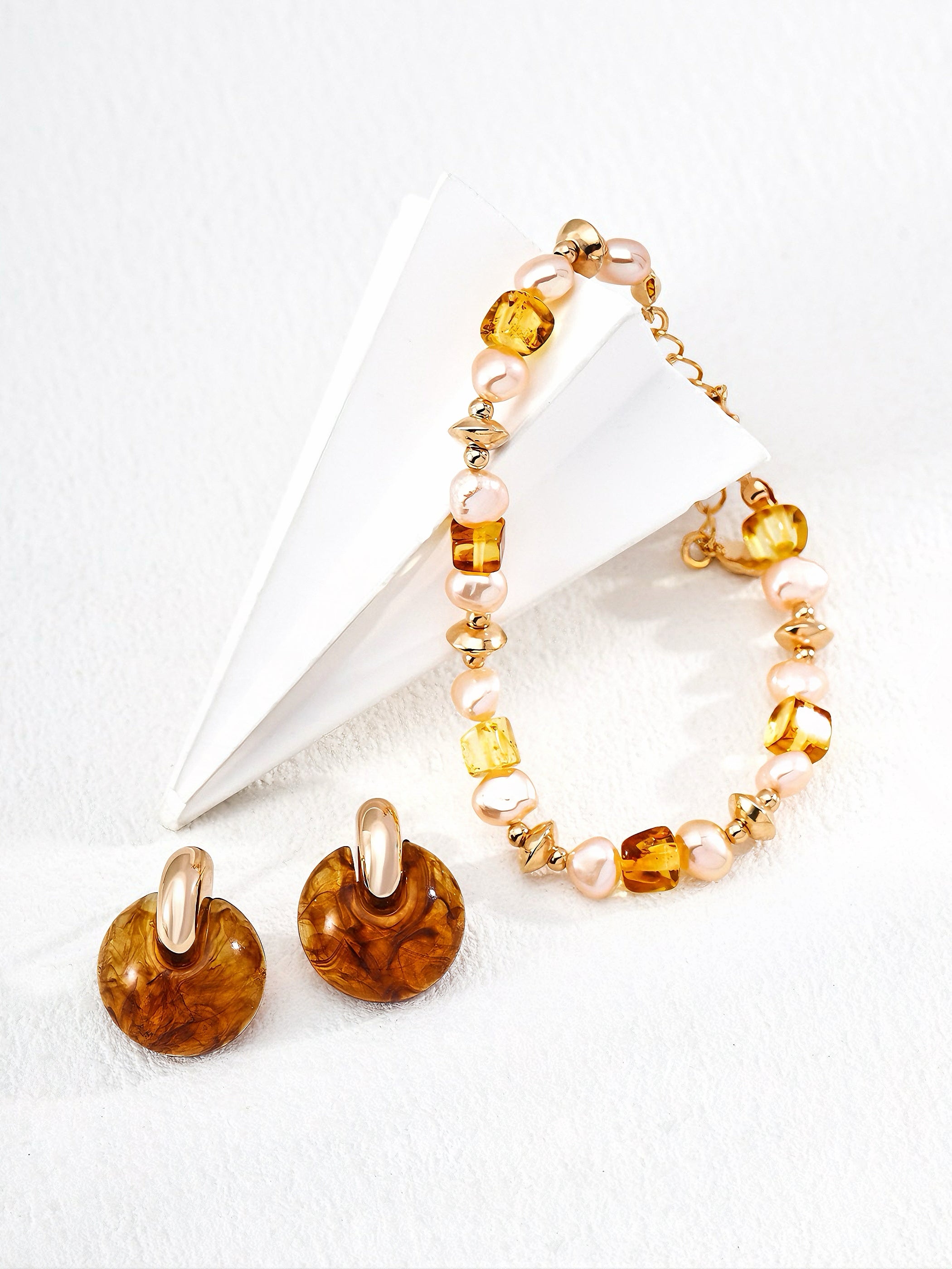 Amber and Pearl Necklace