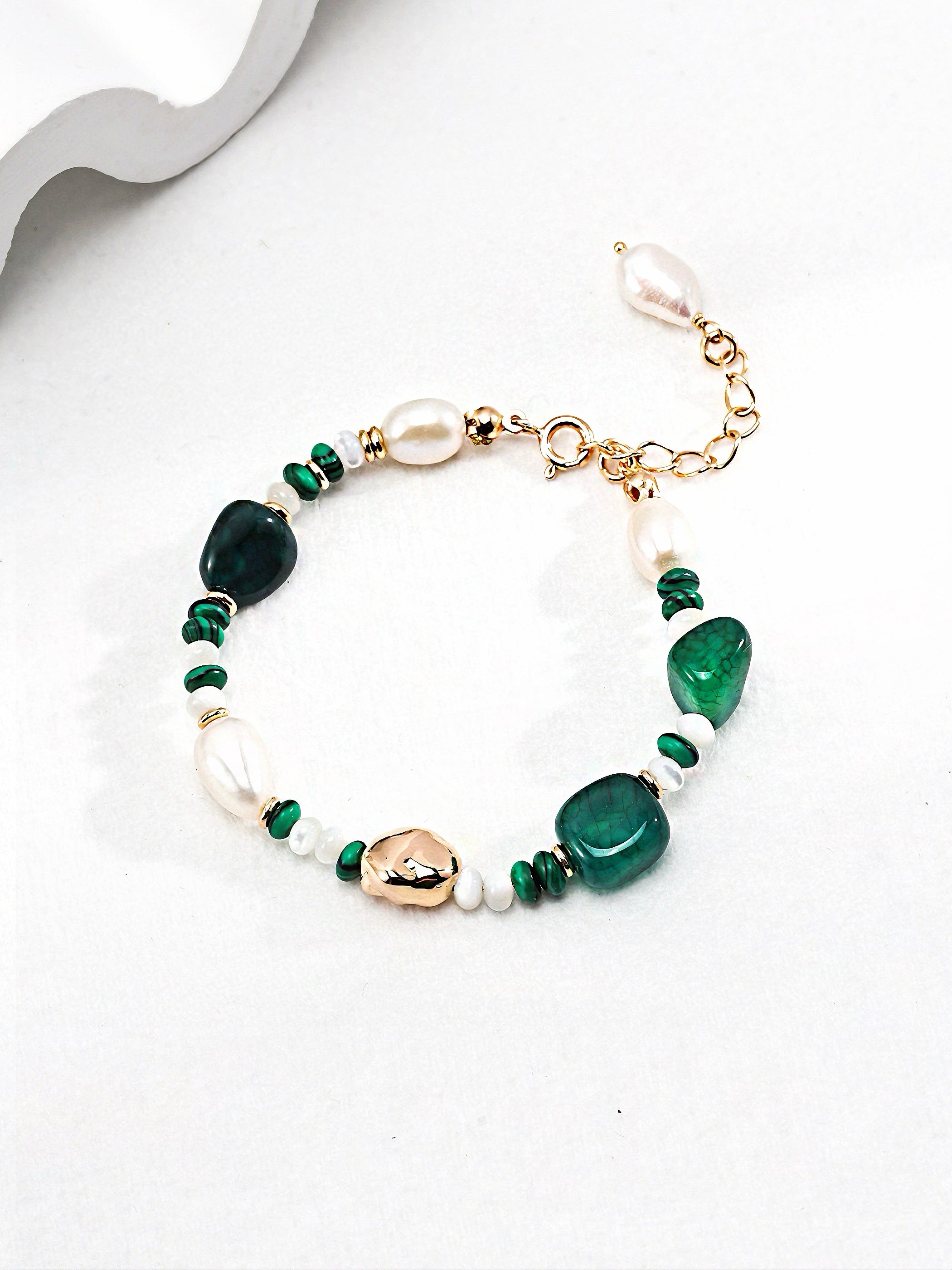 Malachite pearl bracelet