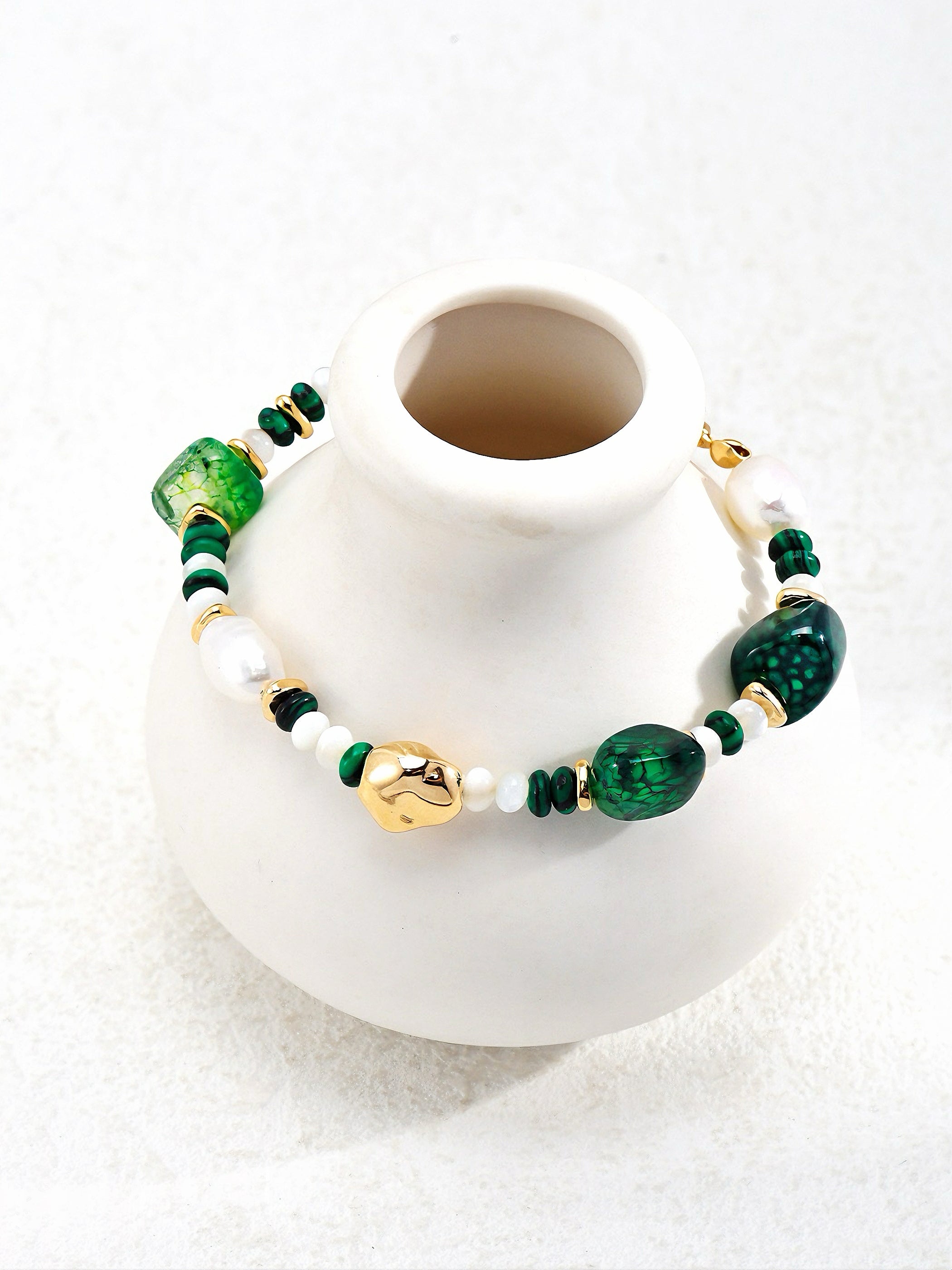 Malachite pearl bracelet