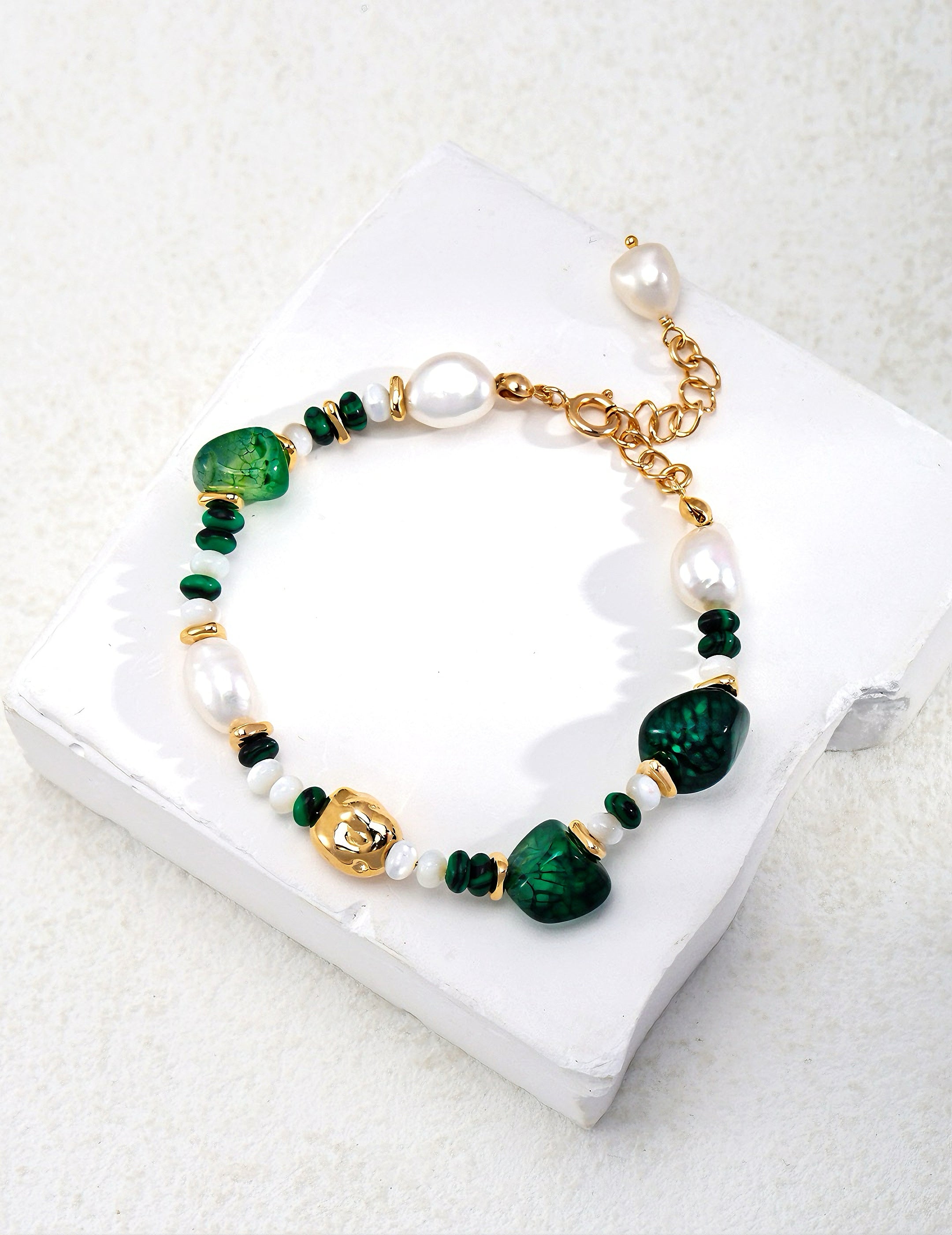 Malachite pearl bracelet