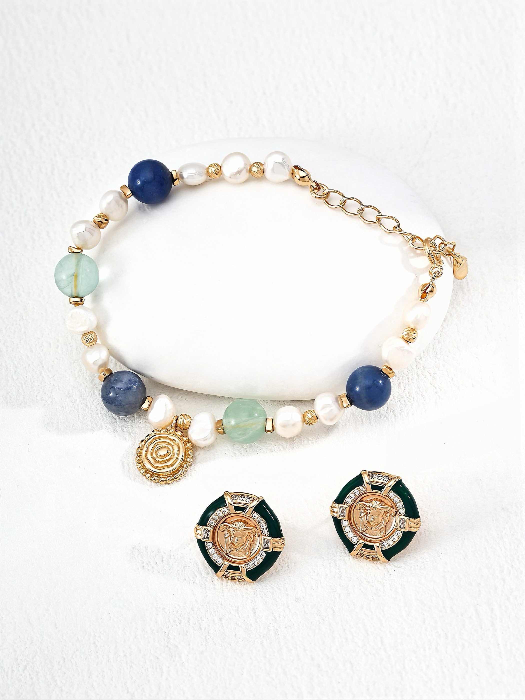 medusa silver earrings