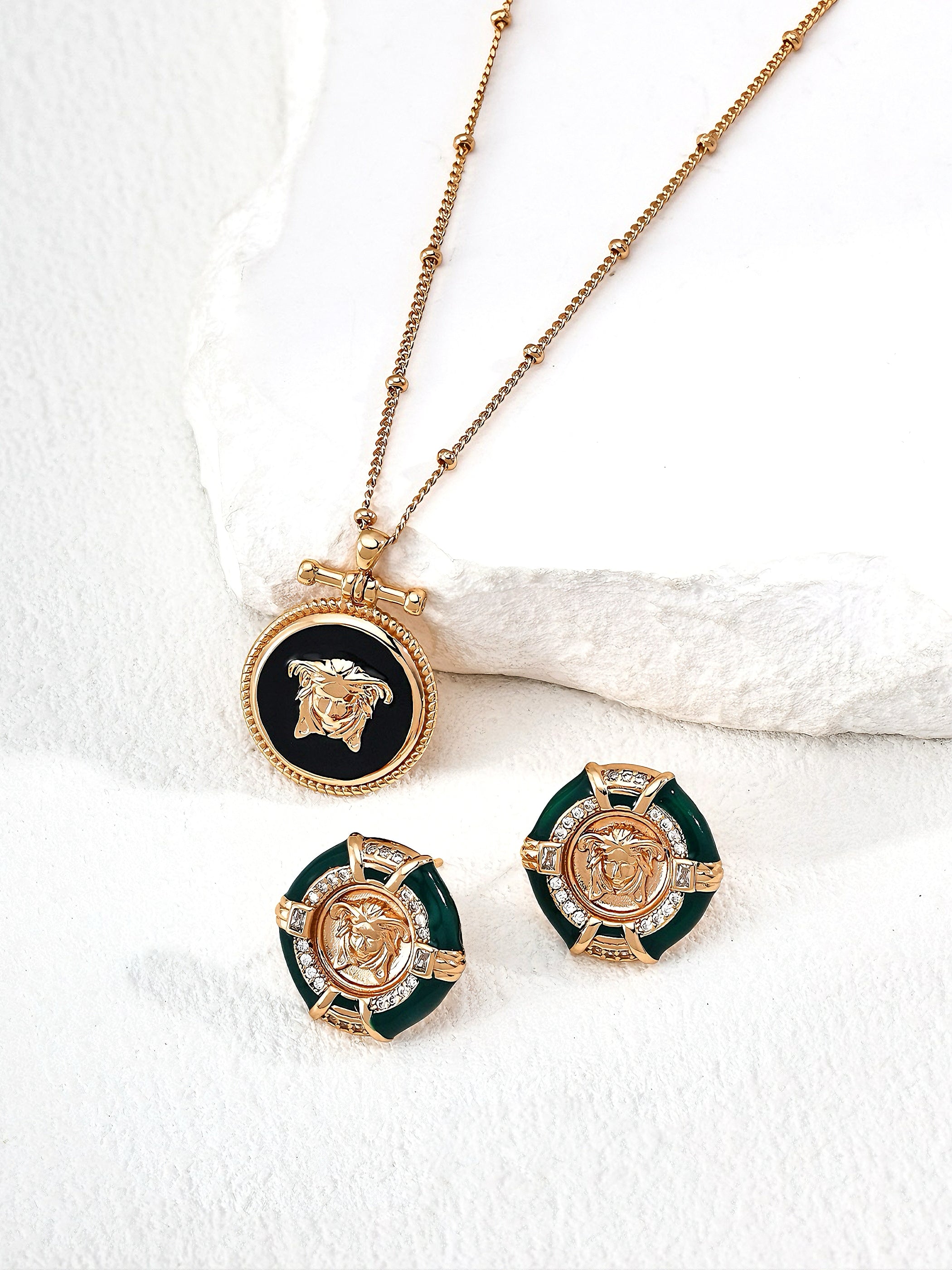 medusa silver earrings