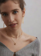 Pearl tassel long earrings