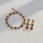 Gemstone bracelet and earrings