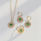Green Jade 925 Sterling Silver Jewelry Set